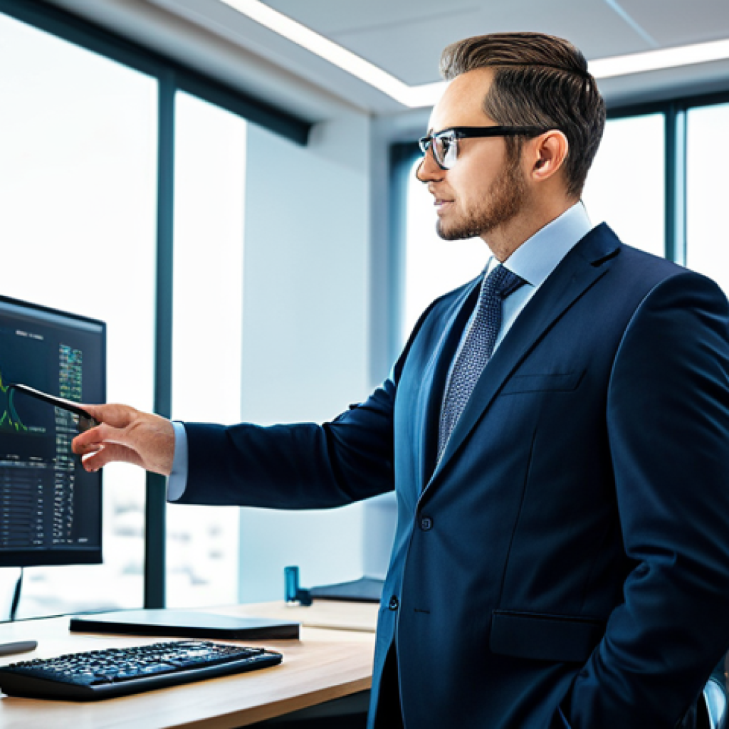 **
"A professional financial advisor in a modern office setting, wearing a modest business suit and glasses, analyzing market data on a computer screen, fully clothed, appropriate attire, safe for work, perfect anatomy, natural proportions, professional photography, bright and clean environment."
**