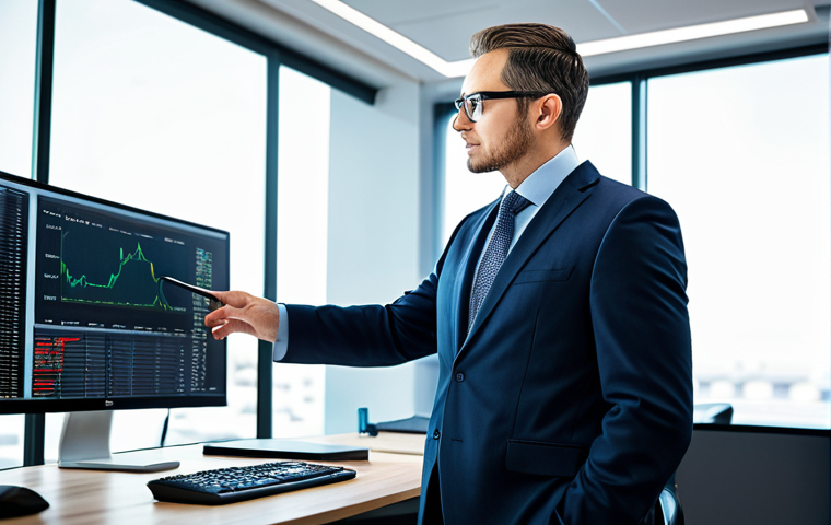 **
"A professional financial advisor in a modern office setting, wearing a modest business suit and glasses, analyzing market data on a computer screen, fully clothed, appropriate attire, safe for work, perfect anatomy, natural proportions, professional photography, bright and clean environment."
**
